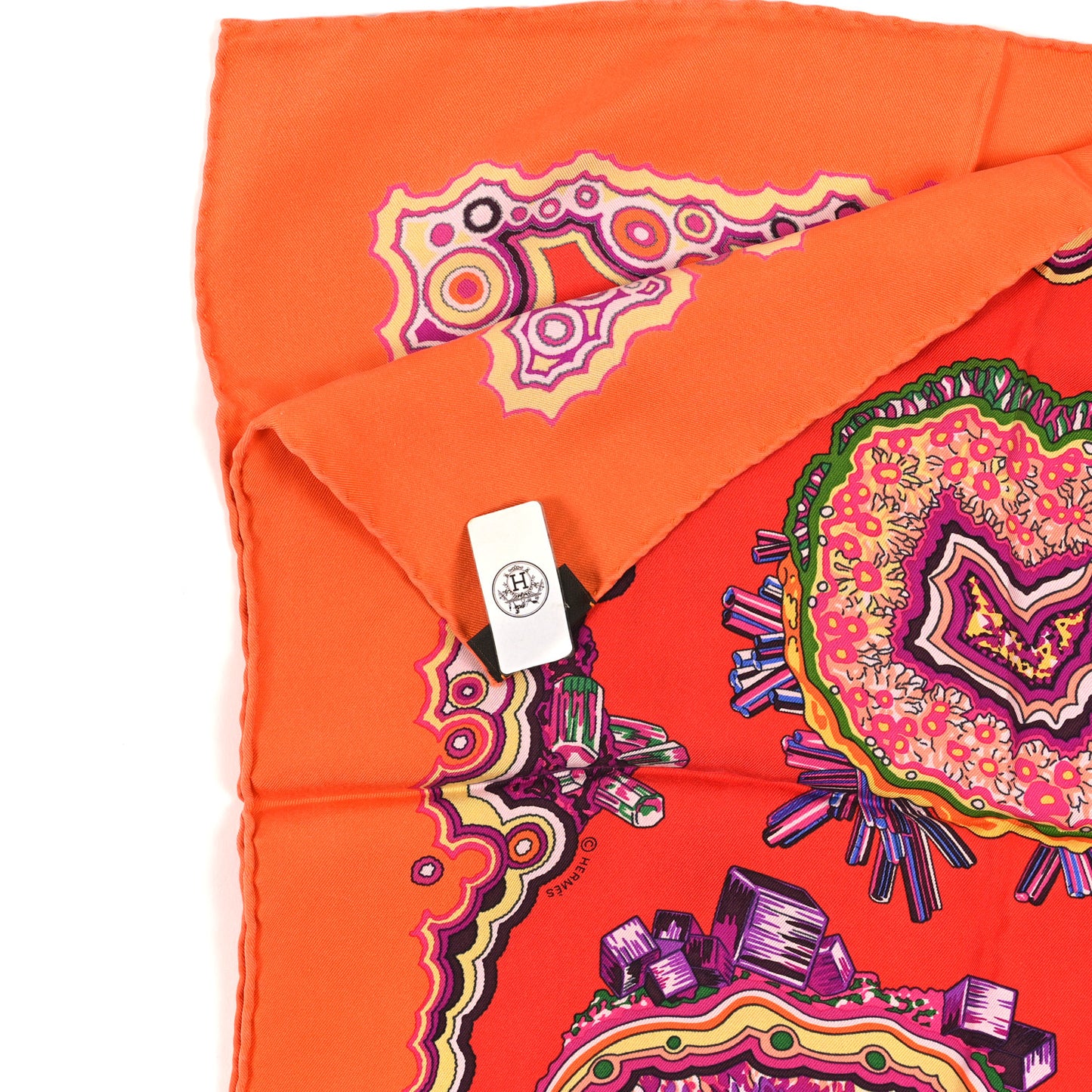 Silk Pierres Et Cristaux Scarf 90 Orange Rouge Multicolor