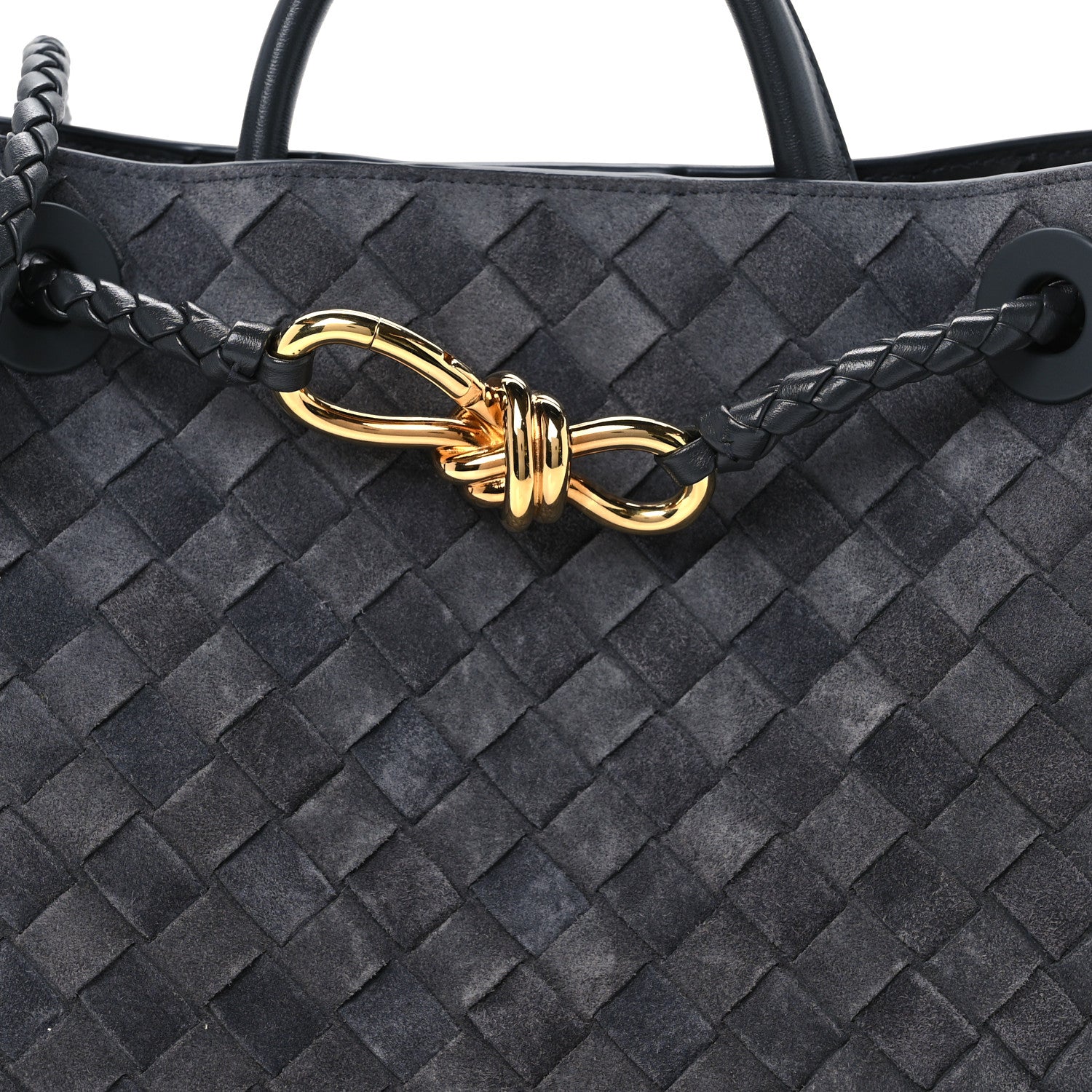 Bottega Veneta Suede Intrecciato Small Andiamo Shoulder Bag Graphite 7 of 9
