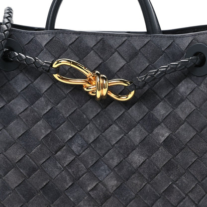 Bottega Veneta Suede Intrecciato Small Andiamo Shoulder Bag Graphite 7 of 9