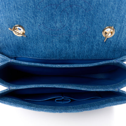 Chanel Denim Quilted Large Trendy CC Flap Dual Handle Bag Blue 5 of 12