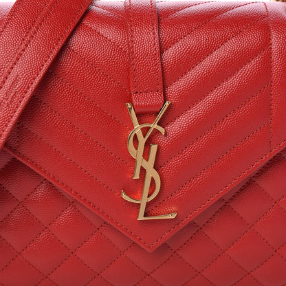 Saint Laurent Grain De Poudre Textured Mixed Matelasse Triquilt Medium Monogram Satchel New Red 7 of 9