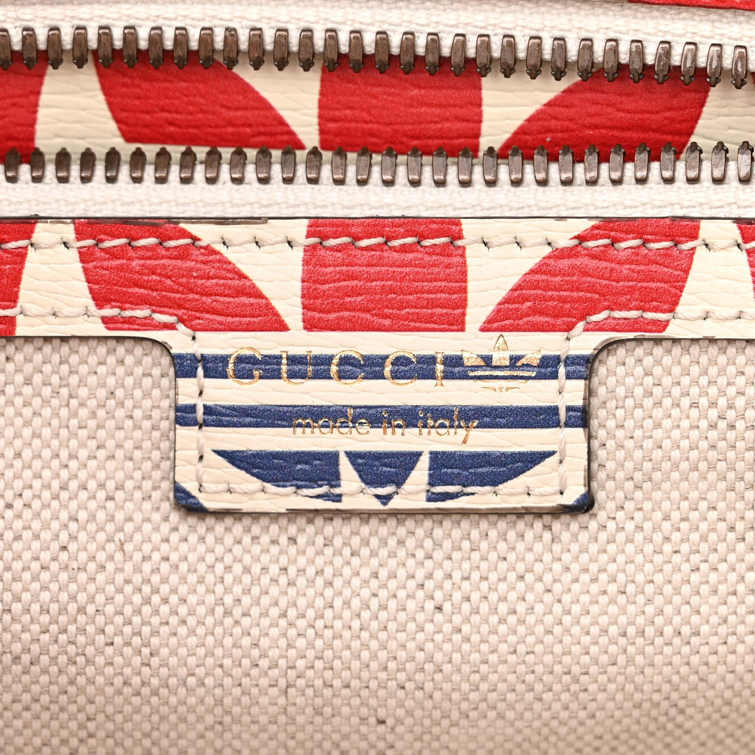 Gucci X ADIDAS Shangai Calfskin Web Trefoil Interlocking G Mini Duffle Bag Red White Blue 6 of 13