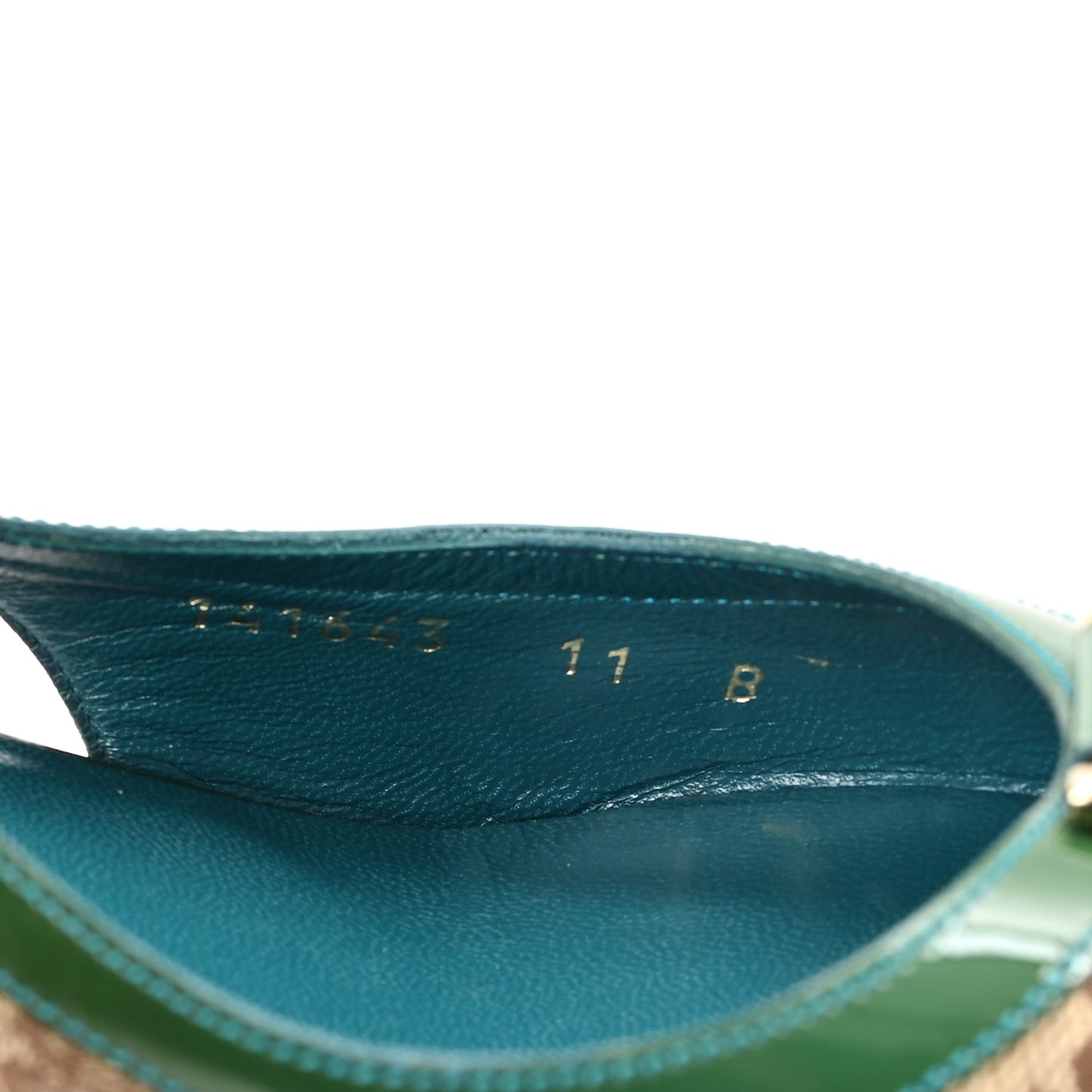 GG Monogram Patent 75mm Slingback Pumps 11 Beige Green