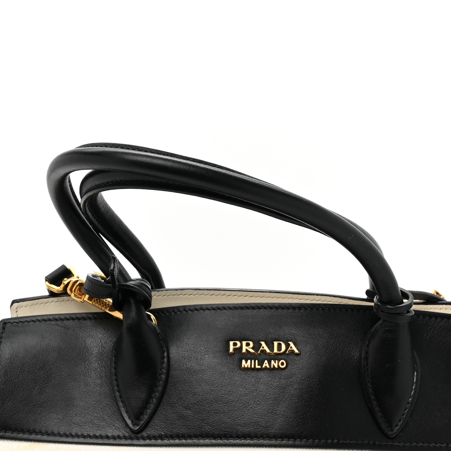Prada Saffiano City Calfskin Medium Esplanade White Black 8 of 8