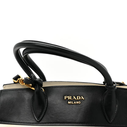 Prada Saffiano City Calfskin Medium Esplanade White Black 8 of 8