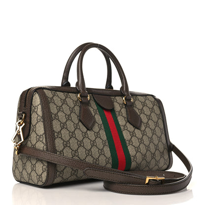 Gucci GG Supreme Monogram Textured Dollar Calfskin Web Medium Ophidia Boston Beige Ebony New Acero 4 of 10