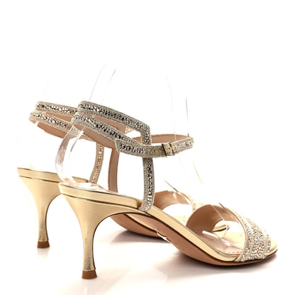 Christian Dior Laminated Calfskin Crystal Embroidered Dway 65mm Sandals 36.5 Gold 4 of 7