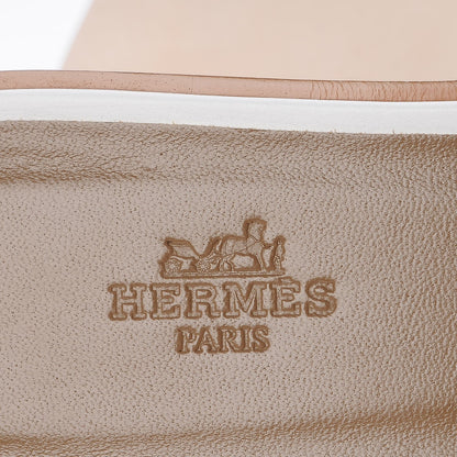 Hermes Box Calfskin Oran Sandals 38 White 7 of 8