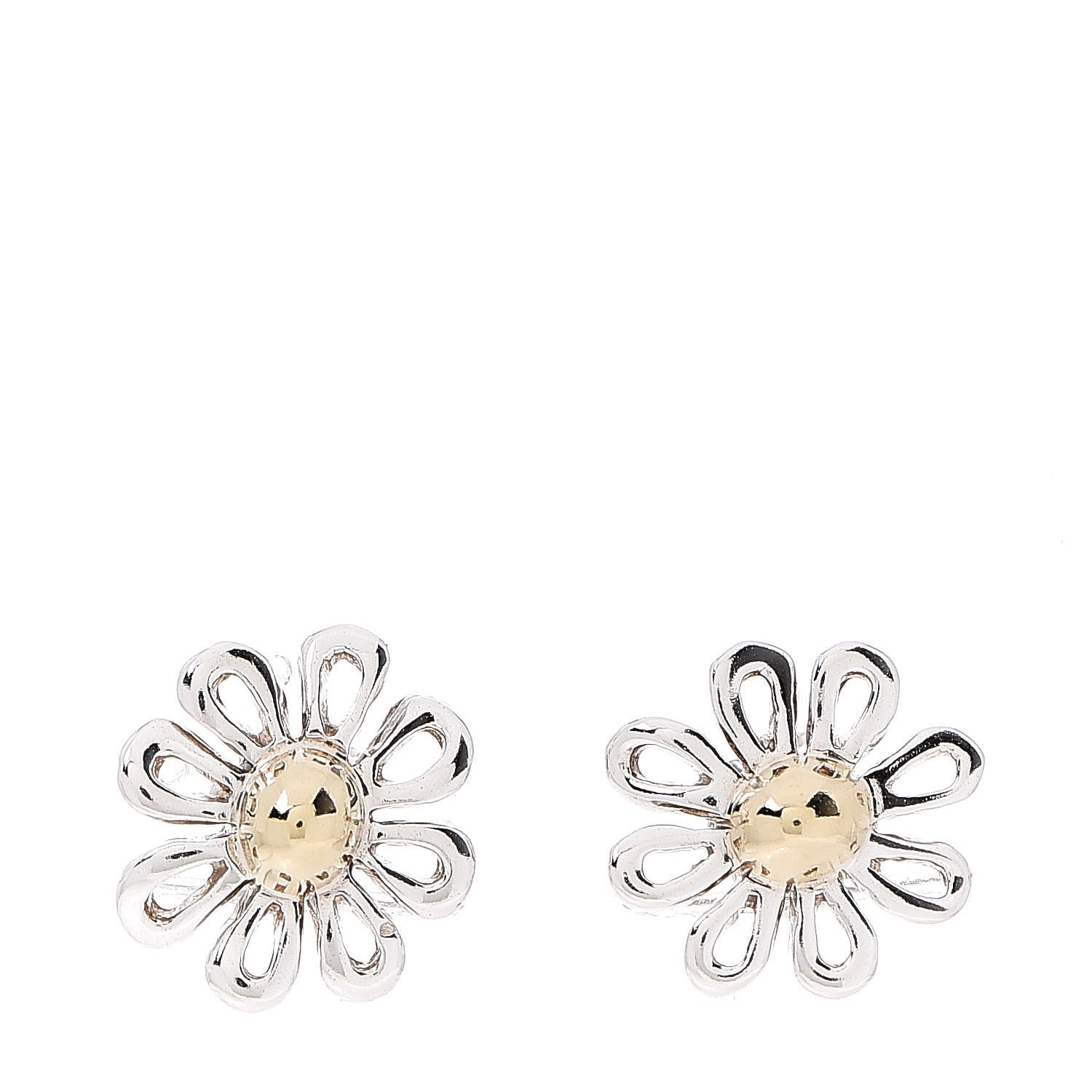 Tiffany Sterling Silver 18K Yellow Gold Paloma Picasso Daisy Stud Earrings 1 of 5