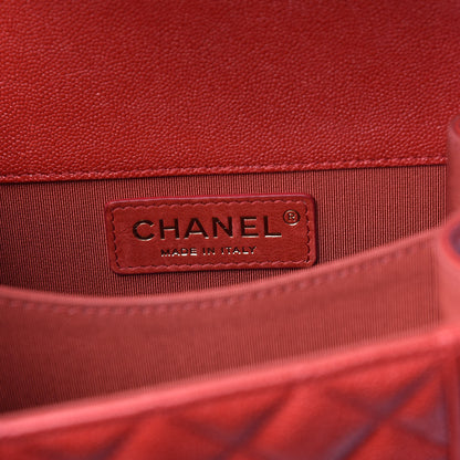 Chanel Caviar Quilted North South Boy Flap Red 7 of 11