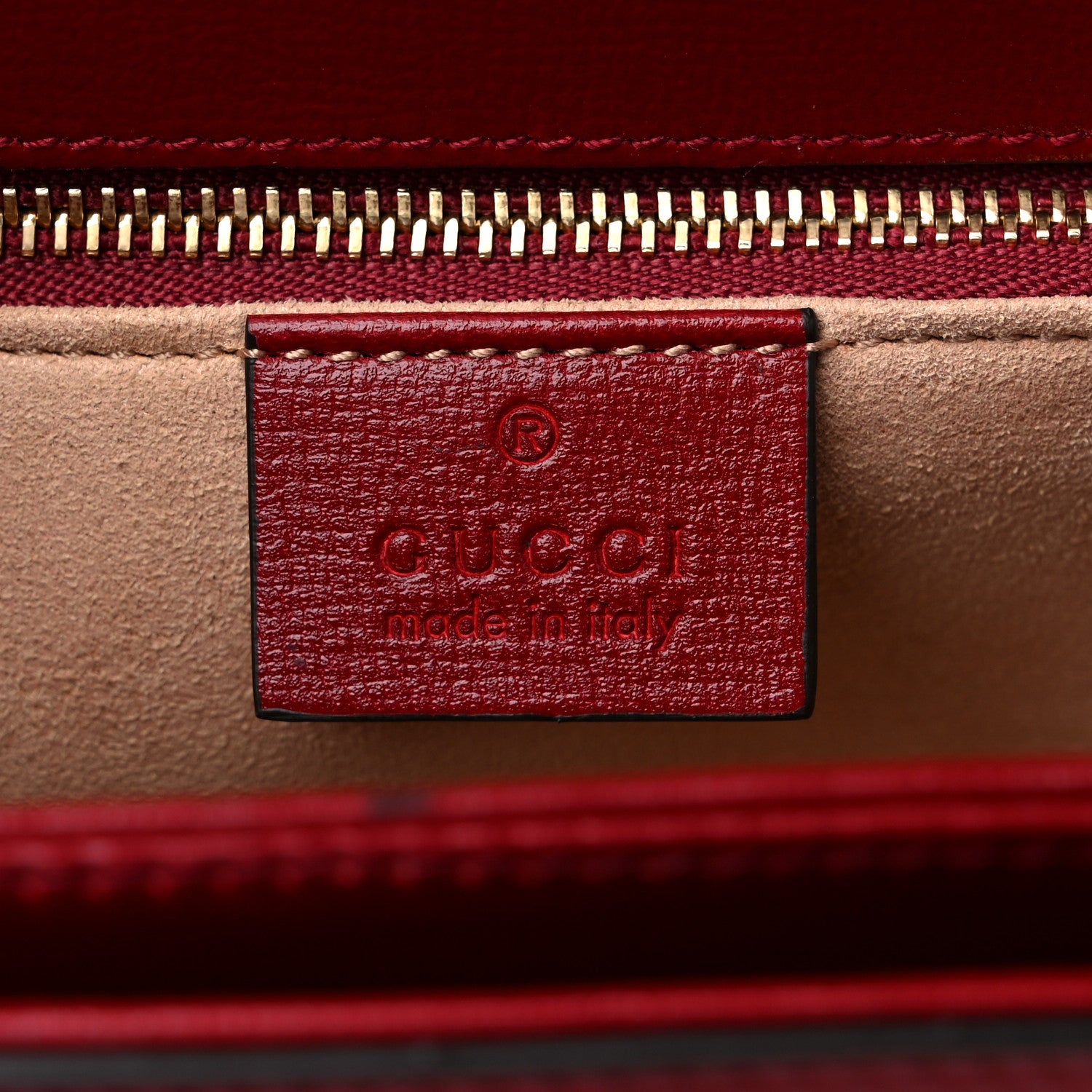 Gucci GG Supreme Monogram Azalea Calfskin Horsebit 1955 Shoulder Bag Beige Ebony New Cherry Red 7 of 11