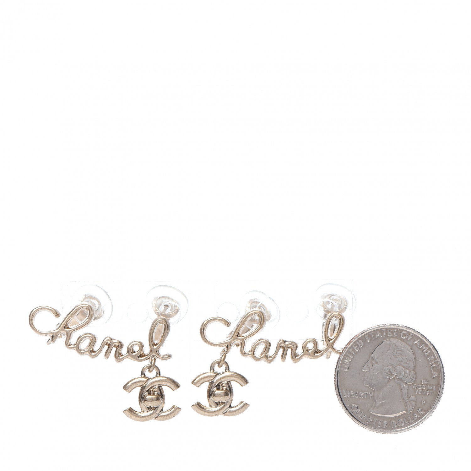Chanel Metal CC Turnlock Climber Clip On Earrings Gold 2 of 5