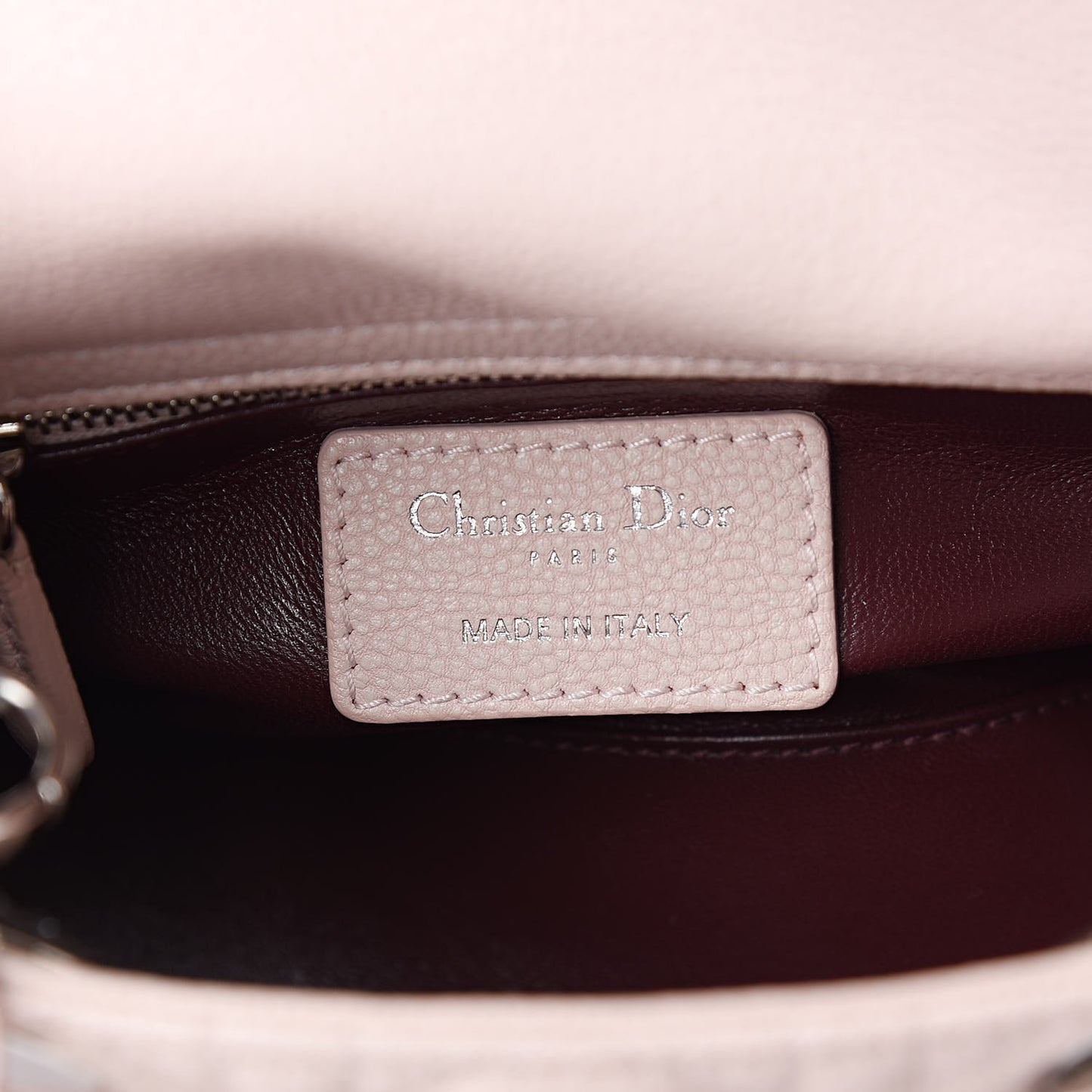 Grained Calfskin Cannage Mini Lady Dior Rose Poudre