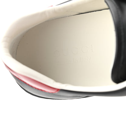 Gucci Calfskin Stripe Mens New Ace Sneakers 10 Black Ecru Red Flame 8 of 9