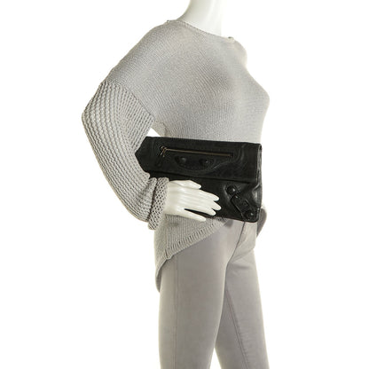 Balenciaga Agneau Giant Brogues Hardware Envelope Clutch Anthracite 12 of 20