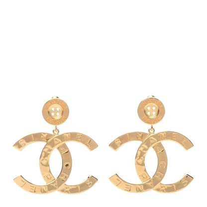 Chanel Metal Large Paris Button Earrings Gold 1 of 5