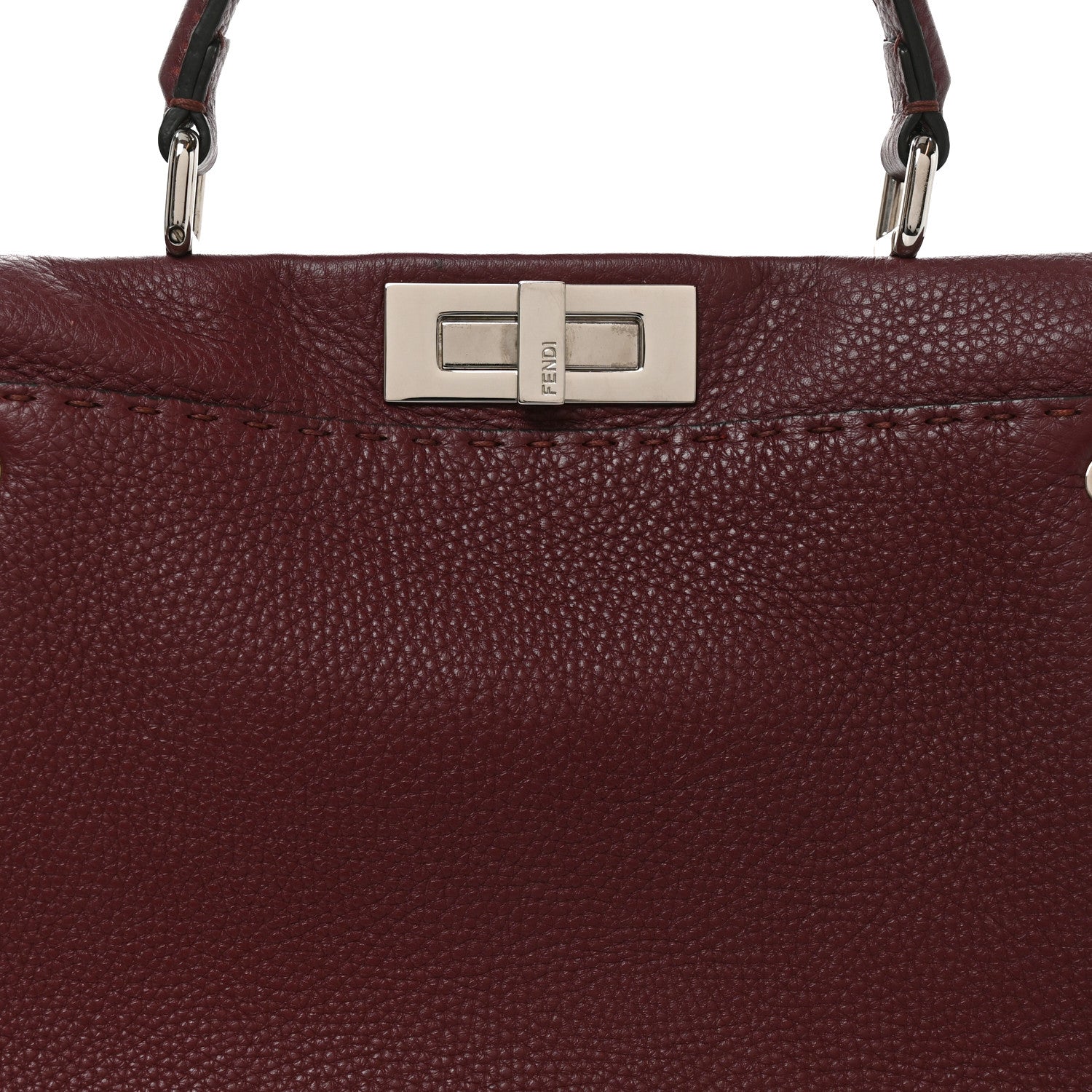 Fendi Cuoio Romano Elaphe Selleria Lace Up Bi-Color Medium Peekaboo Iconic Satchel Bordeaux Grigio Polvere Natural 7 of 9
