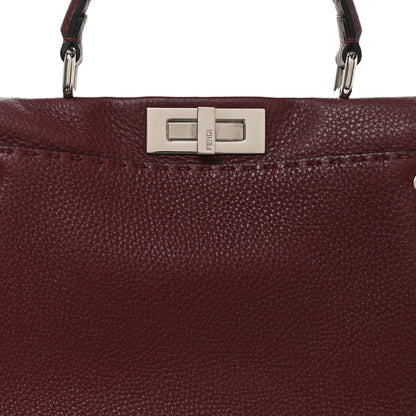 Fendi Cuoio Romano Elaphe Selleria Lace Up Bi-Color Medium Peekaboo Iconic Satchel Bordeaux Grigio Polvere Natural 7 of 9