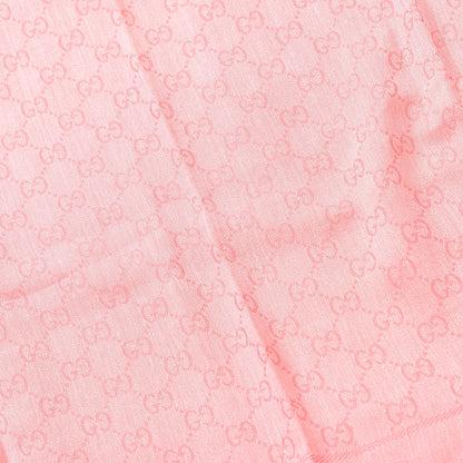 Gucci Wool Silk Jacquard GG Fringe Scarf Pink 3 of 4
