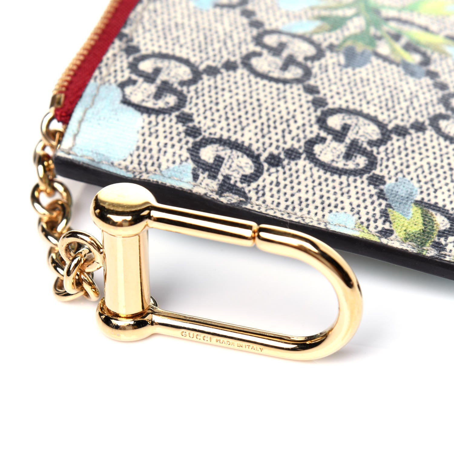 Gucci GG Supreme Monogram Blooms Key Case Beige Blue Navy Hibiscus Red 10 of 10