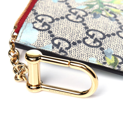 Gucci GG Supreme Monogram Blooms Key Case Beige Blue Navy Hibiscus Red 10 of 10