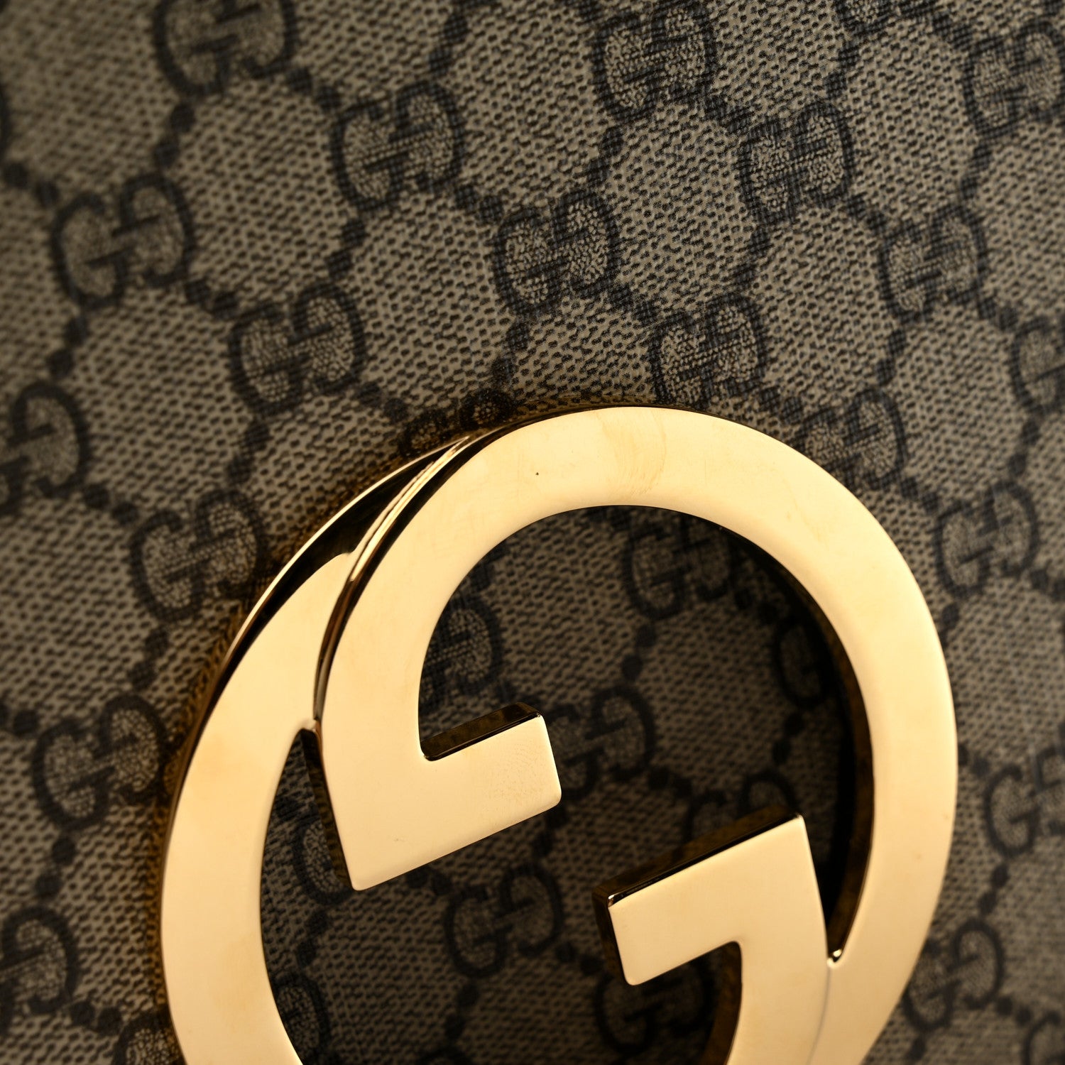 Gucci GG Supreme Monogram Textured Dollar Calfskin Web Medium Blondie Top Handle Shoulder Flap Bag Beige Ebony New Acero 11 of 14