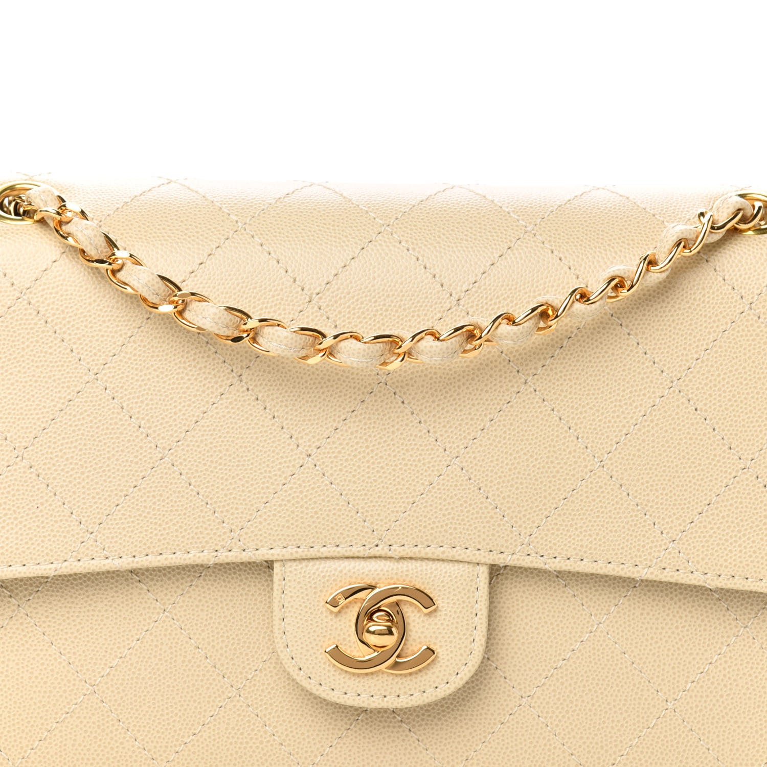 Chanel Caviar Stitch Medium Single Flap Beige Clair 15 of 15
