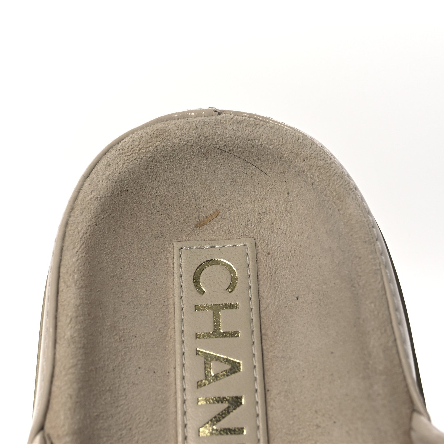 Chanel Shiny Calfskin Quilted Velcro Dad Crystal CC Slide Sandals 39 Beige 13 of 13