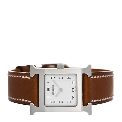 Hermes Stainless Steel Barenia 21mm Heure H Hour Quartz Watch Fauve 2 of 5