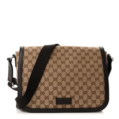 Gucci Monogram Large Flap Messenger Bag Beige Dark Brown 1 of 10