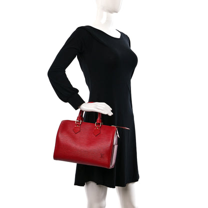 Louis Vuitton Epi Speedy 25 Castillan Red 2 of 15