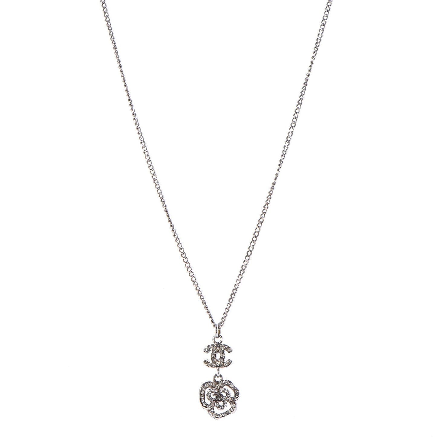 Crystal CC Camellia Necklace Silver