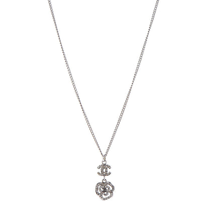 Chanel Crystal CC Camellia Necklace Silver 1 of 6