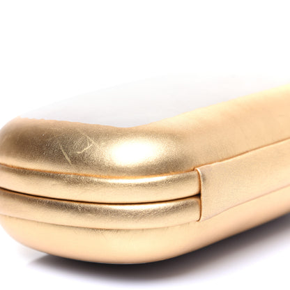 Bottega Veneta Gilded Waxed Leather Knot Clutch Gold White 6 of 11