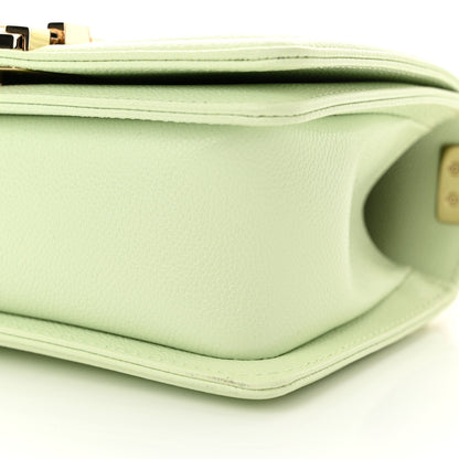 Chanel Caviar Chevron Quilted Small Boy Flap Light Green 10 of 10