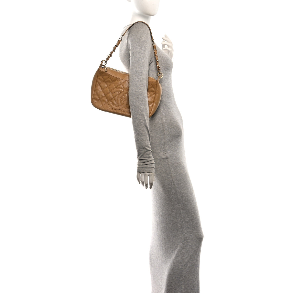 Chanel Caviar Quilted Timeless CC Shoulder Bag Beige 2 of 11