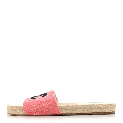 Chanel Tweed Grosgrain CC Mule Slide 39 Pink Black 1 of 13