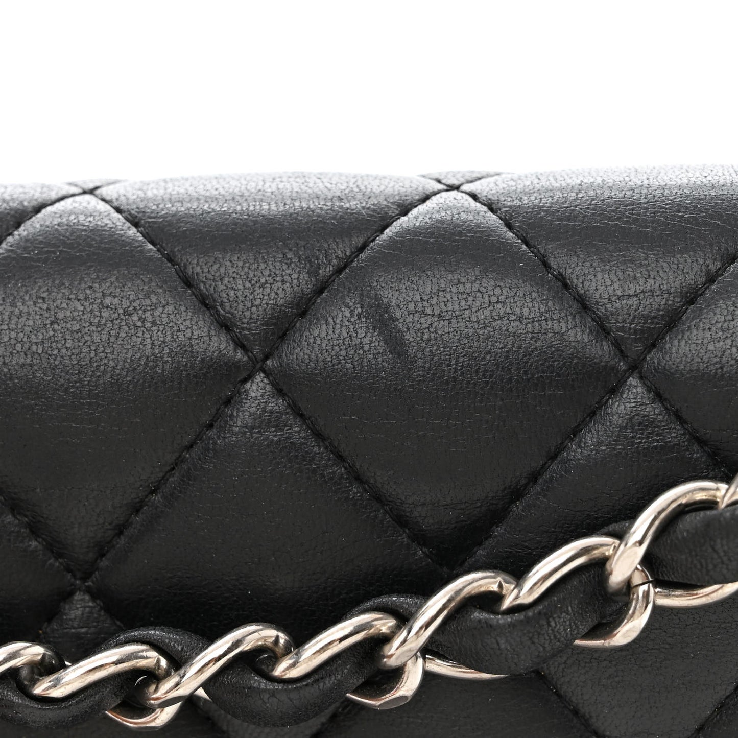 Lambskin Quilted Medium Double Flap Black