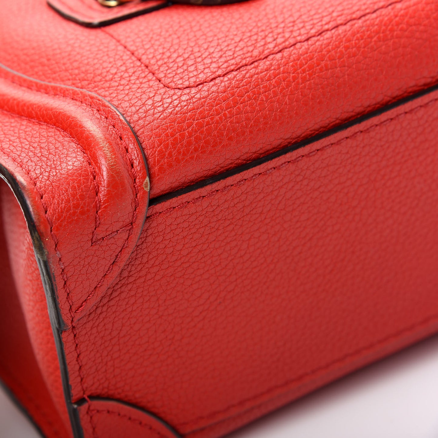 Drummed Calfskin Nano Luggage Coquelicot