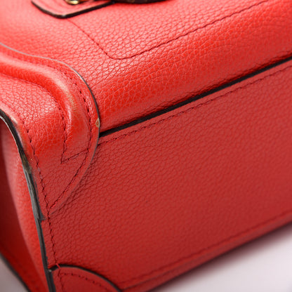 Celine Drummed Calfskin Nano Luggage Coquelicot 16 of 16