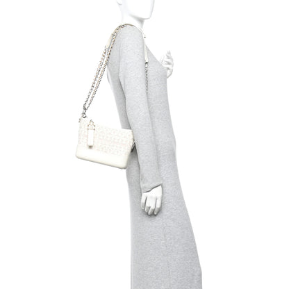 Chanel Calfskin Wool Felt Embossed Small Gabrielle Logo Hobo White 2 of 10