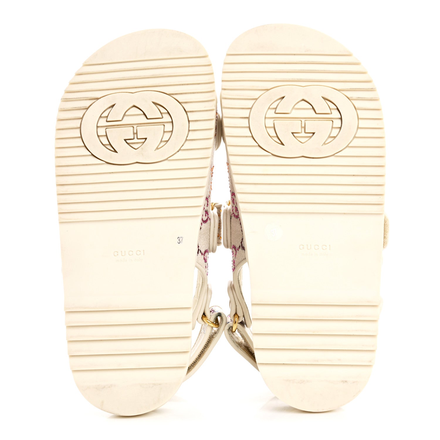 Gucci Canvas Lame Crystal GG Monogram Double G Womens Dad Sandals