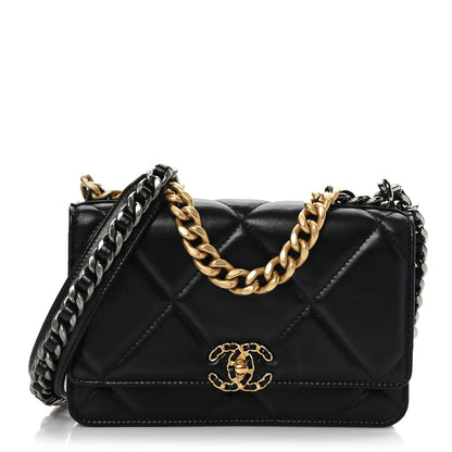 Chanel Lambskin Quilted Chanel 19 Wallet On Chain WOC Black 1 of 9