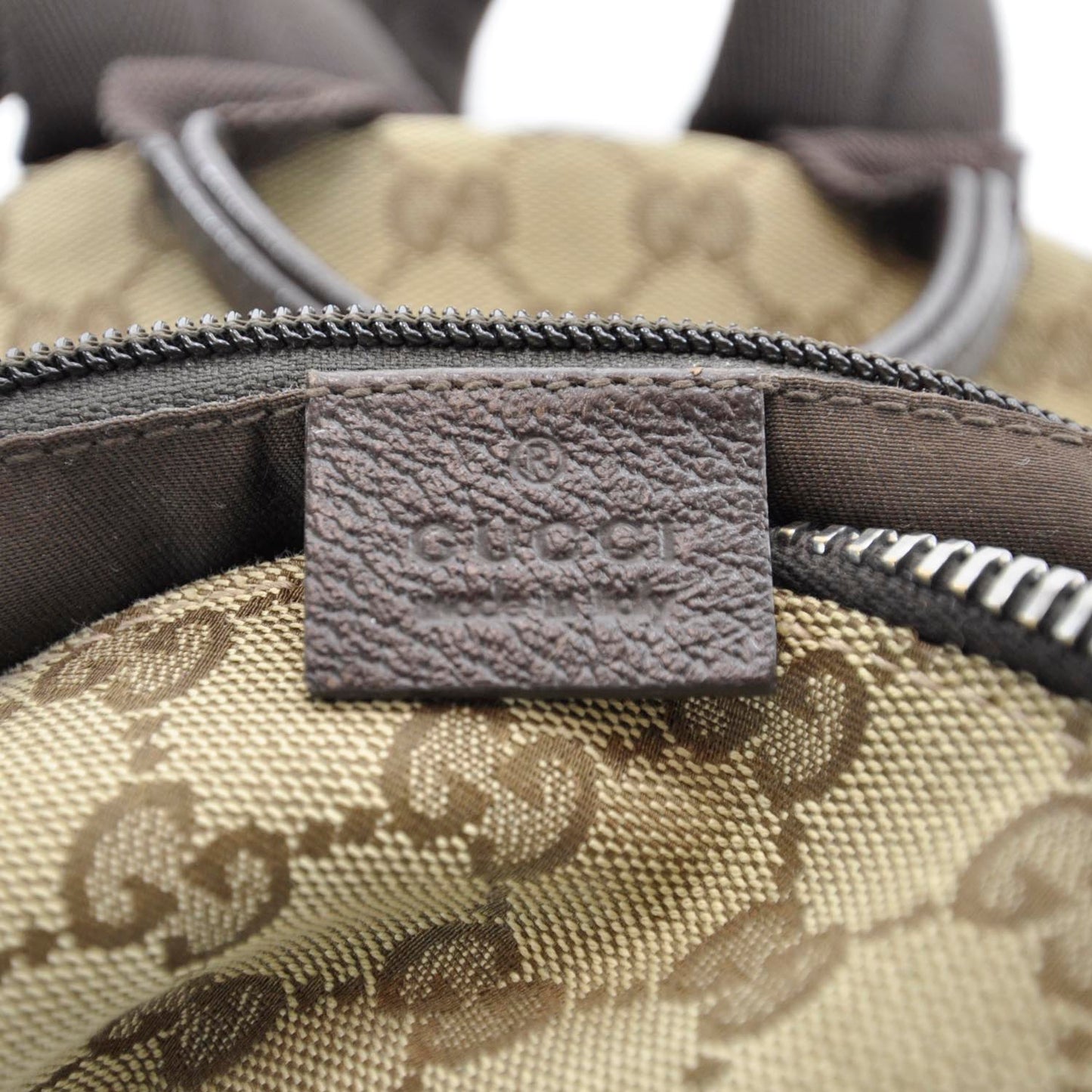 GG Monogram Web Medium Classic Backpack Brown
