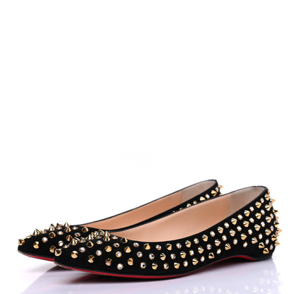 Christian Louboutin Veau Velours Studded Flats 35 Black 3 of 11