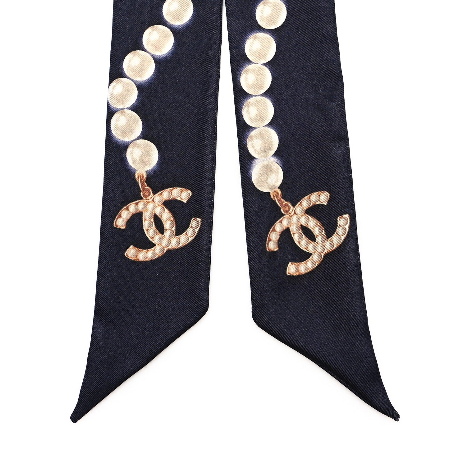 Silk Pearl CC Slim Bandeau Scarf Dark Navy