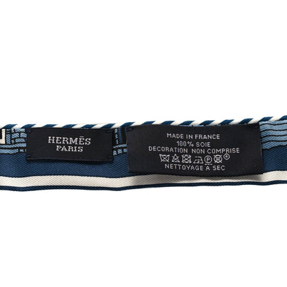 Hermes Silk Doll Candy Twilly Bleu Ardoise Jaune 3 of 3