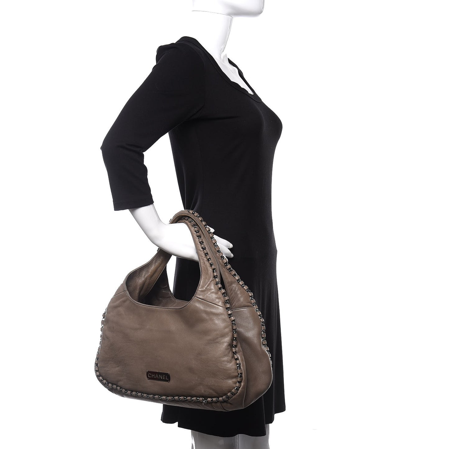 Lambskin Chain Hobo Grey