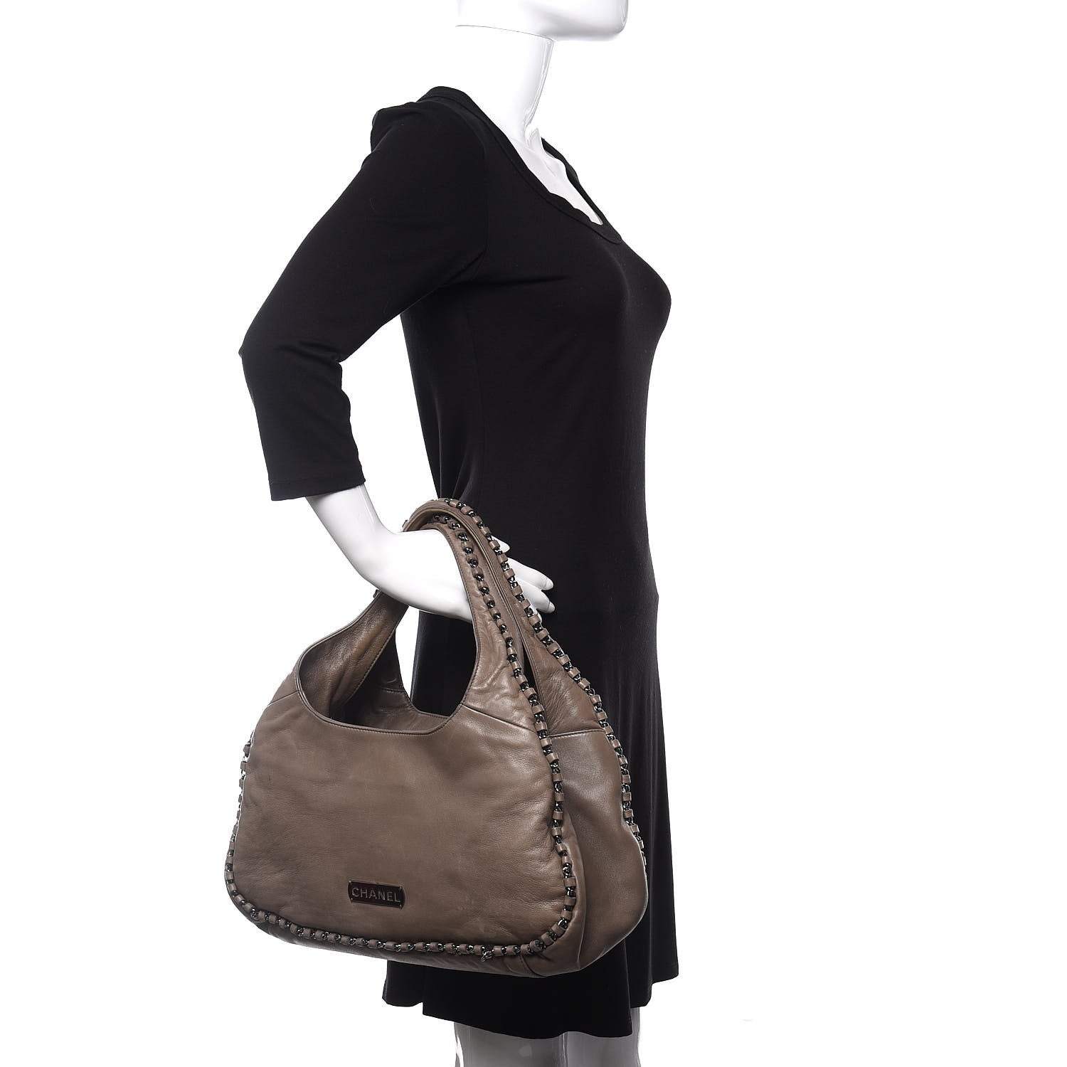 Chanel Lambskin Chain Hobo Grey 2 of 17