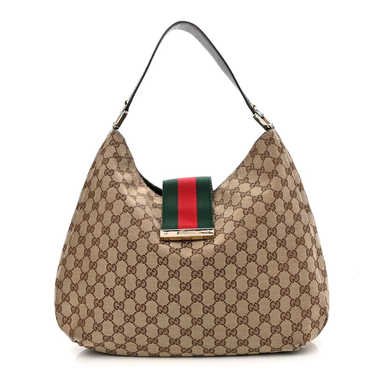 Monogram Large New Ladies Web Hobo Dark Brown